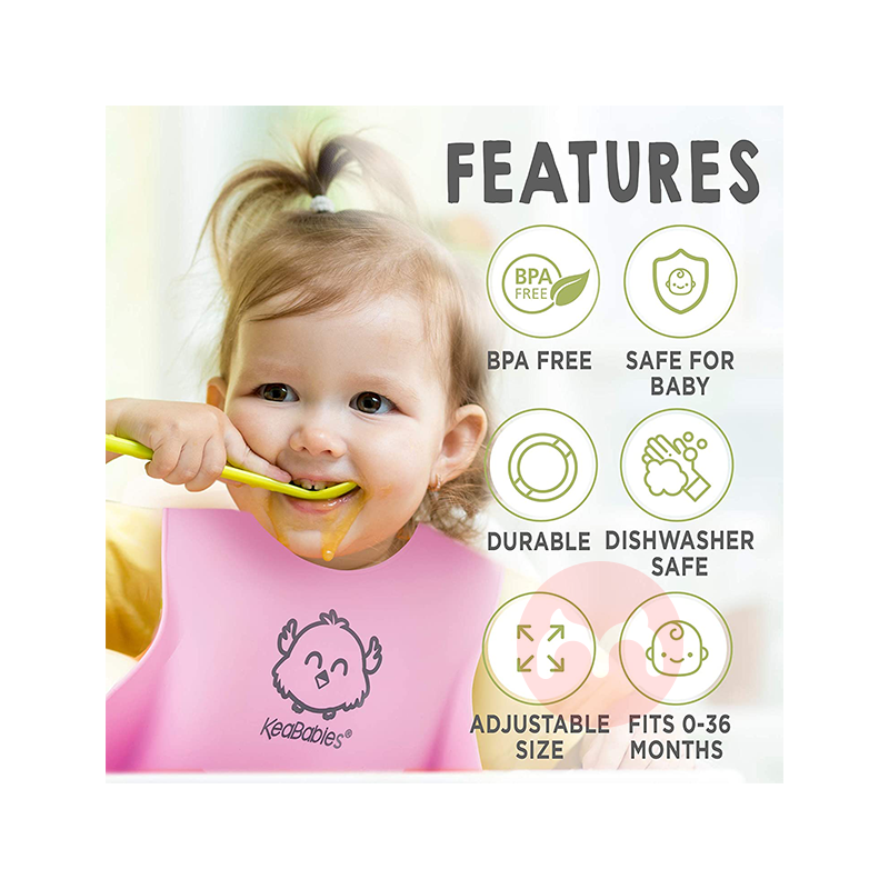 KeaBabies 미국 KeaBabies 빨 실리콘 턱받이 퍼플 핑크 해외 현지 오리지널