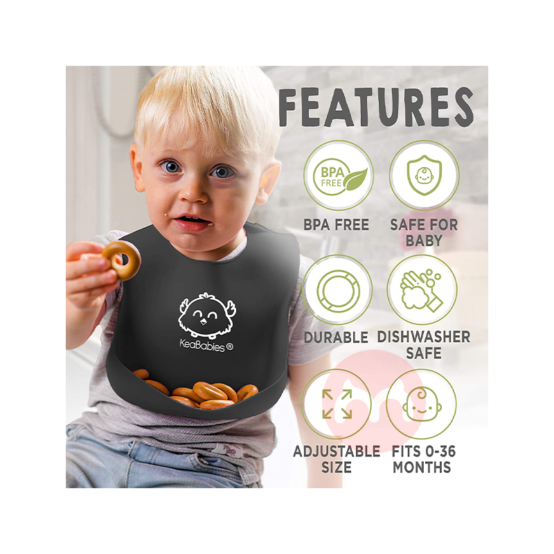 KeaBabies American KeaBabies 빨 실리콘 턱받이 블랙 그레이 해외 현지 오리지널