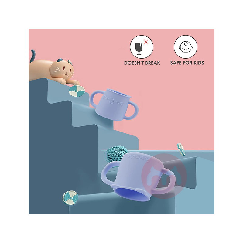 Brunoko Spain Brunoko 아기 학습 컵 + 실리콘 빨대 블루 해외 현지 오리지널