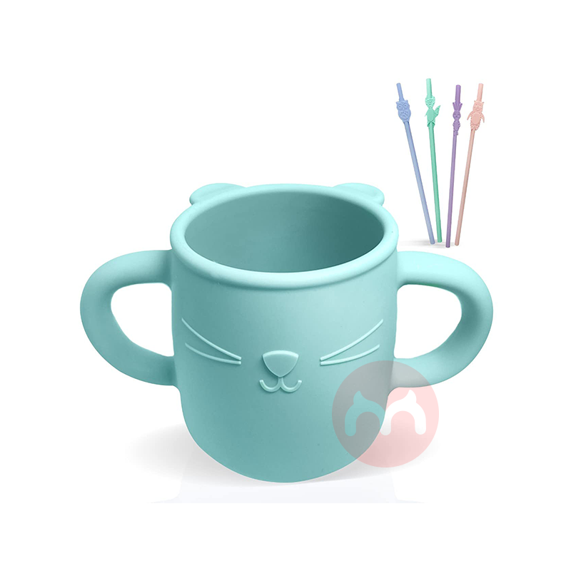 Brunoko Spain Brunoko유아 학습 컵 + 실리콘 빨대 녹색 해외 원본