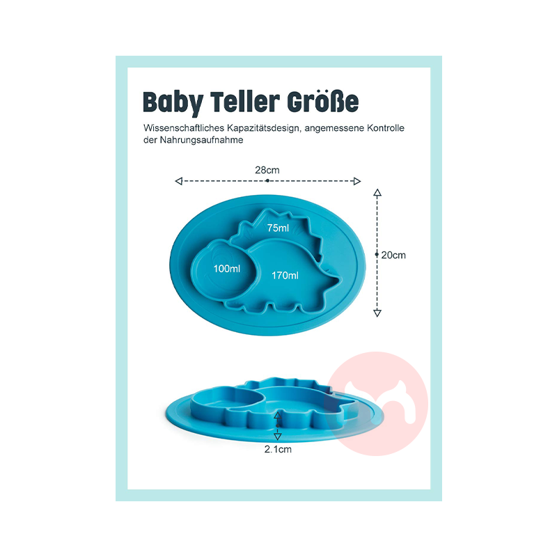 Future Founder 독일 Future Founder실리콘 미끄럼 방지 디너 플레이트 블루 공룡 해외 현지 오리지널