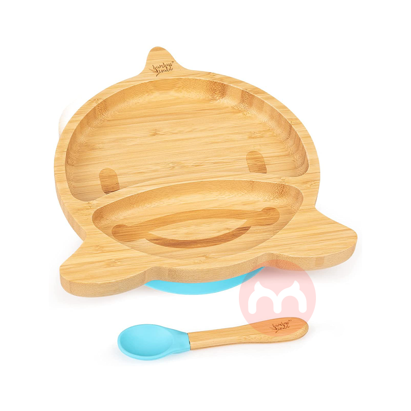 bambuswald 독일 bambuswald 어린이용 대나무와 나무 식기 세트 블루 돌고래 해외 현지 오리지널