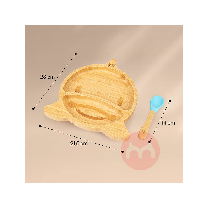 bambuswald 독일 bambuswald 어린이용 대나무와 나무 식기 세트 블루 돌고래 해외 현지 오리지널