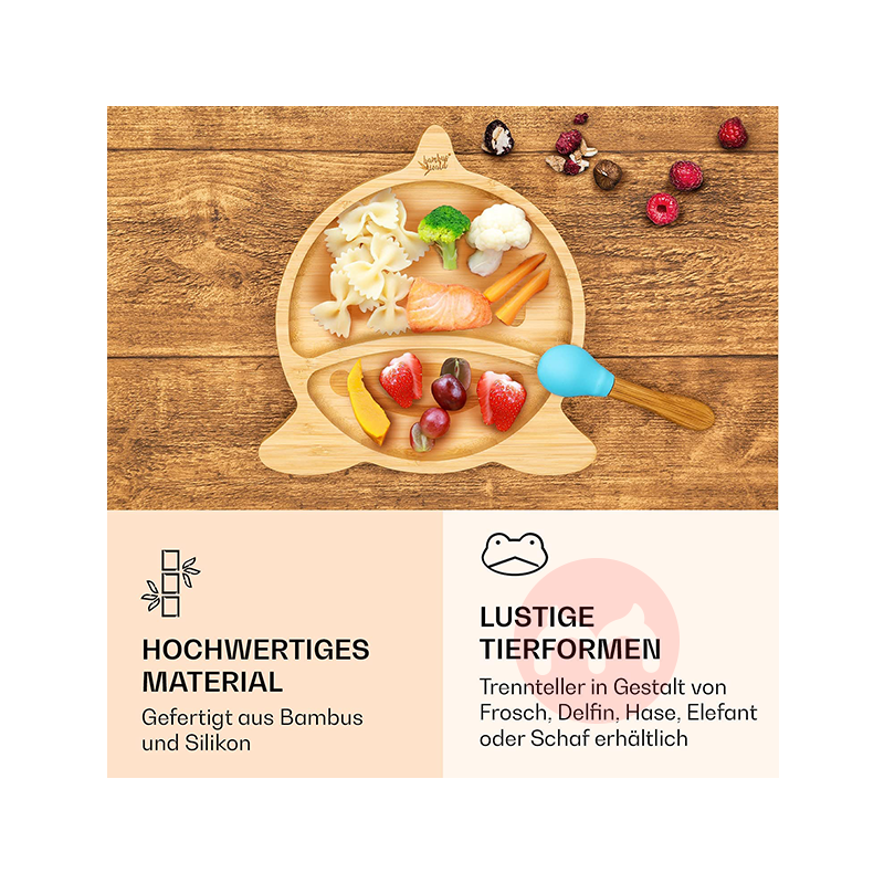 bambuswald 독일 bambuswald 어린이용 대나무와 나무 식기 세트 블루 돌고래 해외 현지 오리지널