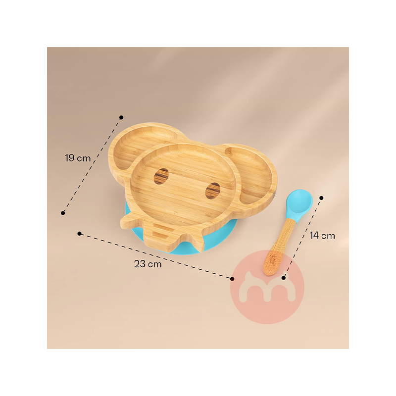 bambuswald 독일 bambuswald 어린이용 대나무와 나무 식기 세트 블루 코끼리 해외 현지 오리지널