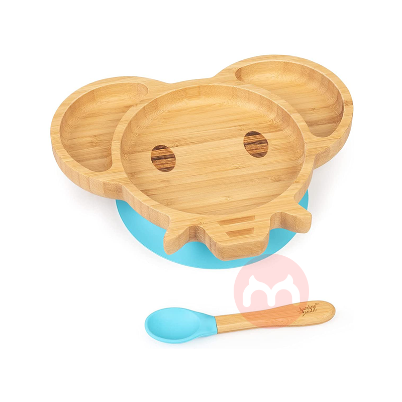 bambuswald 독일 bambuswald 어린이용 대나무와 나무 식기 세트 블루 코끼리 해외 현지 오리지널
