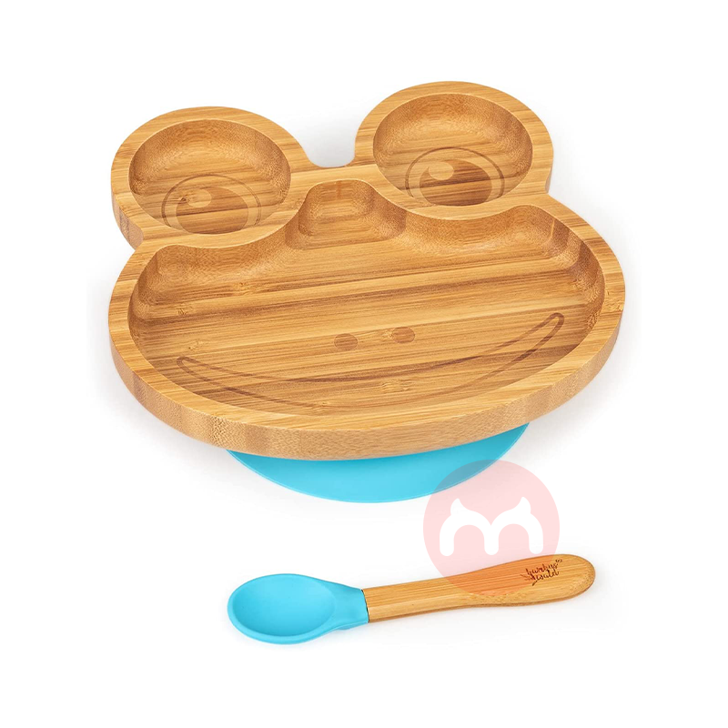 bambuswald 독일 bambuswald 어린이용 대나무와 나무 식기 세트 블루 개구리 해외 현지 오리지널