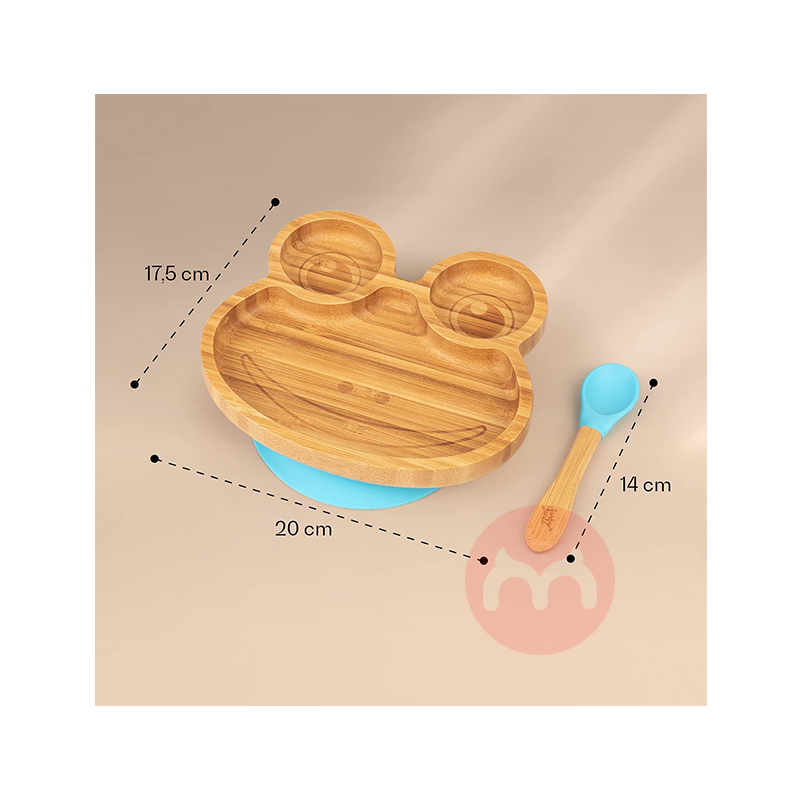 bambuswald 독일 bambuswald 어린이용 대나무와 나무 식기 세트 블루 개구리 해외 현지 오리지널
