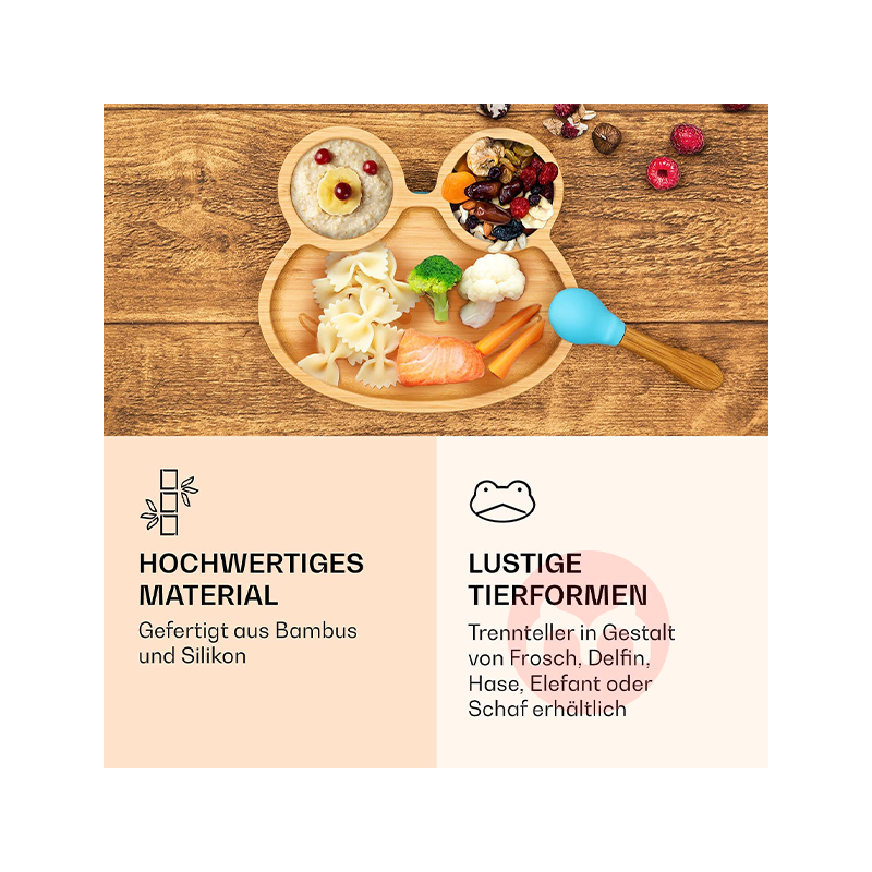 bambuswald 독일 bambuswald 어린이용 대나무와 나무 식기 세트 블루 개구리 해외 현지 오리지널