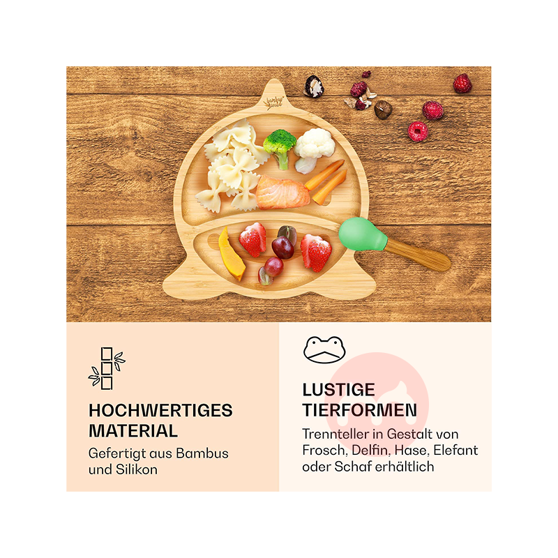 bambuswald 독일 bambuswald 어린이용 대나무와 나무 식기 세트 녹색 돌고래 해외 현지 오리지널