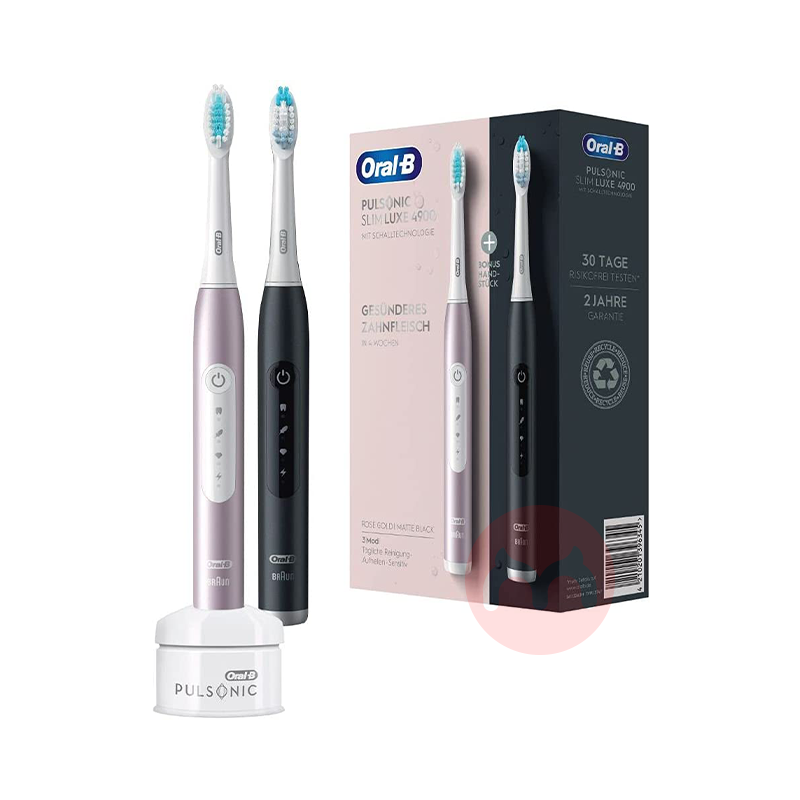 Braun 독일 Braun oral-b pulsonic slim luxe 4900전동 칫솔 2개 블랙/로즈 골드 해외 오리지널