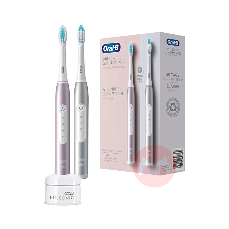 Braun 독일 Braun oral-b pulsonic slim luxe 4900전동 칫솔 2개 화이트/로즈골드  해외 오리지널