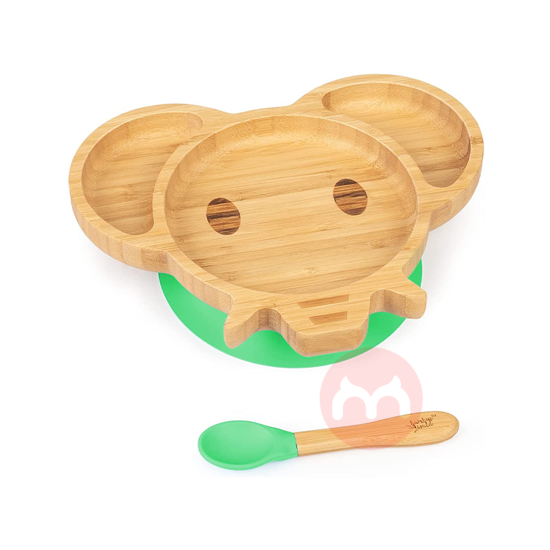 bambuswald 독일 bambuswald 어린이용 대나무와 나무 식기 세트 녹색 코끼리 해외 현지 오리지널