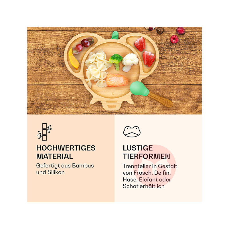 bambuswald 독일 bambuswald 어린이용 대나무와 나무 식기 세트 녹색 코끼리 해외 현지 오리지널