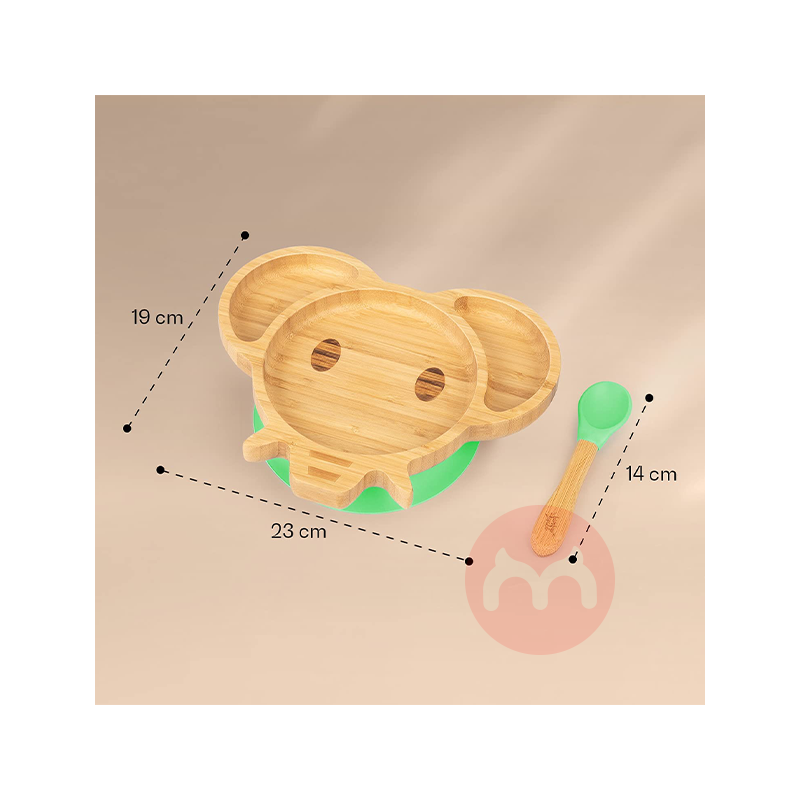 bambuswald 독일 bambuswald 어린이용 대나무와 나무 식기 세트 녹색 코끼리 해외 현지 오리지널