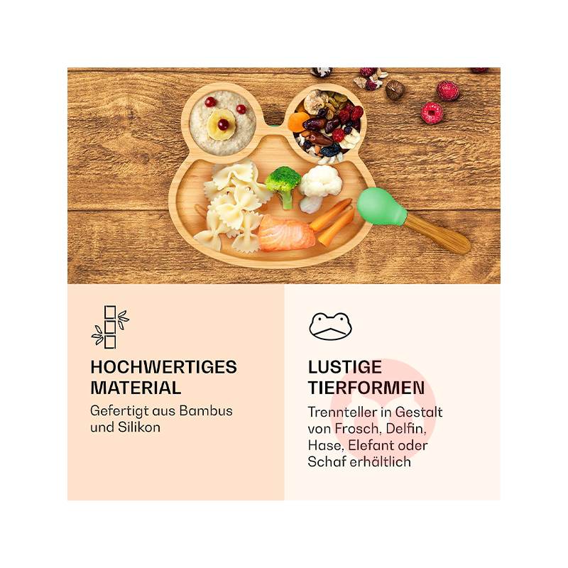 bambuswald 독일 bambuswald 어린이용 대나무와 나무 식기 세트 녹색 개구리 해외 현지 오리지널