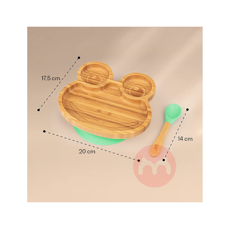 bambuswald 독일 bambuswald 어린이용 대나무와 나무 식기 세트 녹색 개구리 해외 현지 오리지널