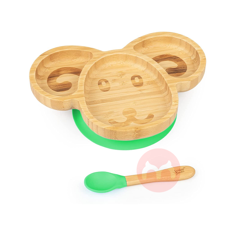 bambuswald 독일 bambuswald 어린이용 대나무와 나무 식기 세트 녹색 양 해외 현지 오리지널