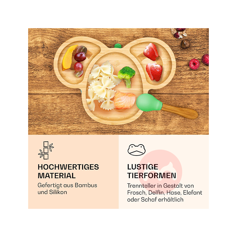 bambuswald 독일 bambuswald 어린이용 대나무와 나무 식기 세트 녹색 양 해외 현지 오리지널