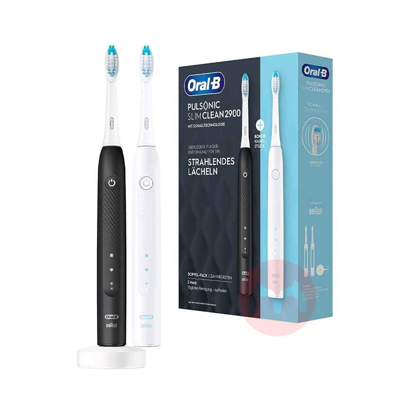 BRAUN 독일 oral-b Pulsonic Slim Clean 2900 전동칫솔 2팩 흑백 해외 현지 오리지널