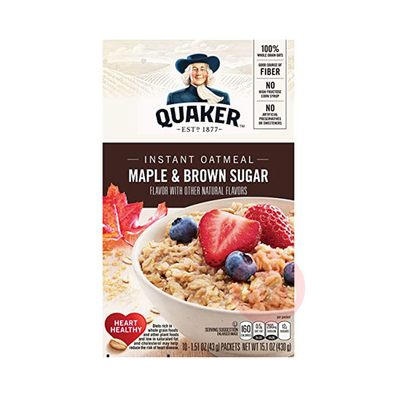 Quaker 아메리칸 퀘이커 교도 인스턴트 오트밀 흑설탕 오리지널 해외 현지판