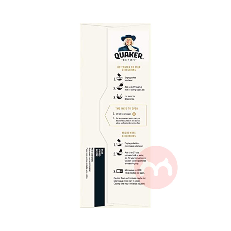 Quaker 아메리칸 퀘이커 교도 인스턴트 오트밀 흑설탕 오리지널 해외 현지판