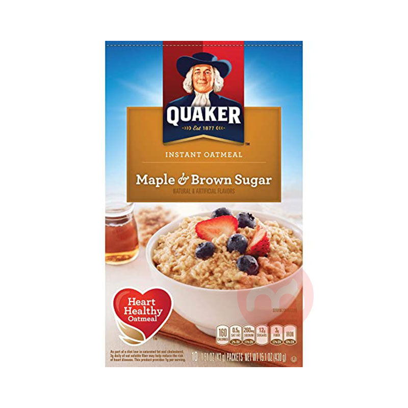 Quaker 아메리칸 퀘이커 교도 인스턴트 오트밀 흑설탕 오리지널 해외 현지판